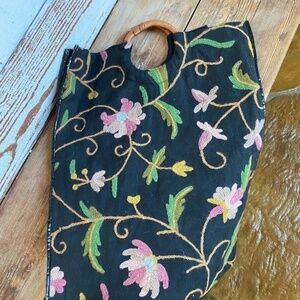 Anthropologie Floral Embroidered Purse